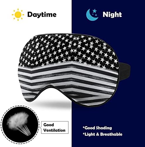 מסכות עיניים רכות של דגל אמריקאי שחור עם רצועה מתכווננת קלה משקל נוח כיסוי עיניים לשינה