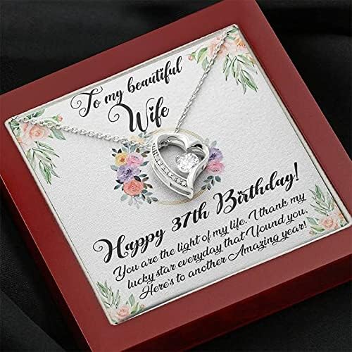 שרשרת בעבודת יד, תכשיטים בעבודת יד - שרשרת יום הולדת 37 מאושרת לאישה, שרשרת אהבה לנצח יום הולדת 37 לנשים, לאשתי