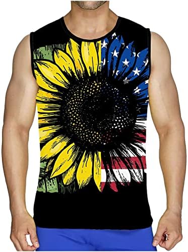 עצמאות יום טנקים לגברים קיץ בתוספת גודל שרוולים חולצות אמריקאי דגל גרפי מזדמן חוף אימון טי חולצות