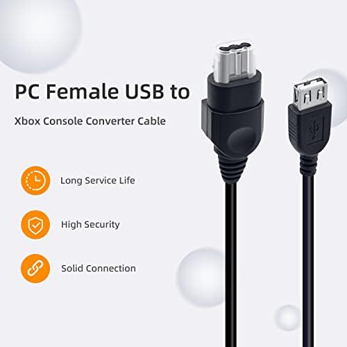 מחשב MCBAZEL נקבה USB ל- Xbox Converter מתאם כבל כבל עבור קונסולת ה- Xbox המקורית של Gen. 1