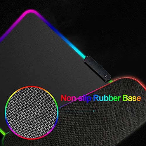 כרית עכבר RGB מחצלת עכבר משחק גדולה, מקלדת LED משטח עכבר מורחב עם מצב תאורה 14, משטח אטום למים וקצוות תפור ללא החלקה עבור
