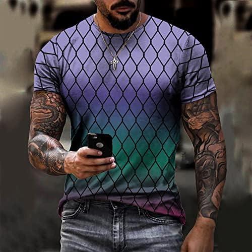 בתוספת גודל חולצה לגברים 3 ד דפוס דיגיטלי יומי טי קיץ מזדמן קצר שרוול אשליה גרפי הדפסת חולצות
