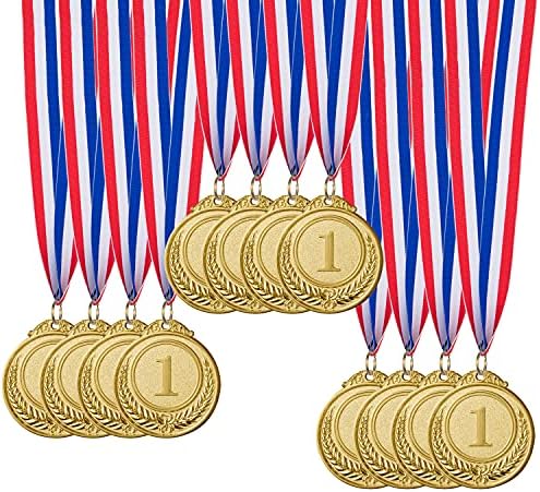 12 חתיכות זהב פרס מדליות - זוכה מדליות זהב פרסים עבור ספורט, תחרויות, מפלגה, איות דבורים, אולימפי סגנון, 2 סנטימטרים