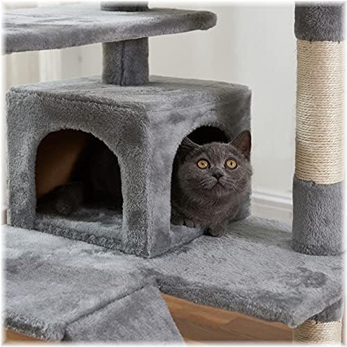 חתול מגדל, 52.76 סנטימטרים חתול עץ עם סיסל מגרד לוח, חתול עץ לחתולים גדולים עם מרופד פלטפורמה, 2 יוקרה דירות, עבור חתלתול,