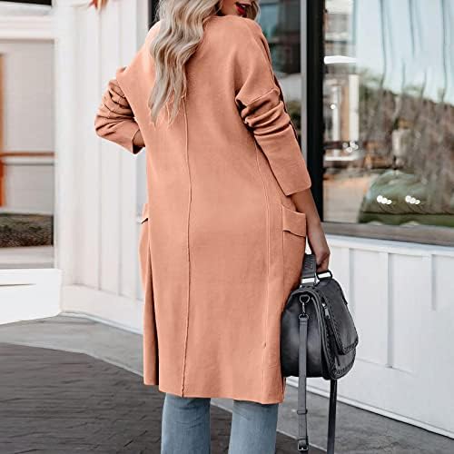 Cokuera ארוך קרדיגנים לנשים מעילי צבע אחיד מעילי שרוול ארוך שרוול ארוך פלנל כפתור כיס ז'קט טרנץ 'ארוך.