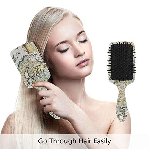 מברשת שיער של כרית אוויר של VIPSK, מפת עולם רטרו צבעונית פלסטיק, עיסוי טוב מתאים ומברשת שיער מתנתקת אנטי סטטית לשיער יבש