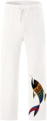 גרב גרב גרב אופנה מזדמן מודפס פשתן כיס תחרה למעלה מכנסיים בגודל גדול מכנסיים ליטל l