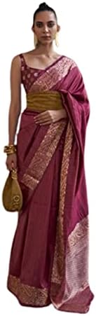 אתני אמפוריום הודי אישה של מרקם מראה עשיר גאלה נחושת זרי יד אריגת משי סארי חולצה 7345