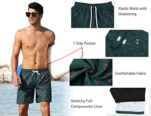 נונו גברים של בגד ים עם דחיסת אוניית מהיר יבש מים ספורט לגלוש חוף מכנסיים קצרים עם כיס