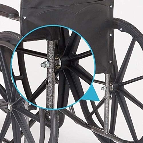 נייד ונוח חיצוני נוח נייד כיסא גלגלים תזוזה מכונה הנעה עצמית קל משקל מתקפל ידני עם צלחת אחסון תיק כפול בלם שאינו פנאומטי צמיג