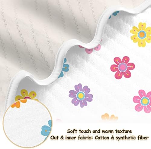 שמיכת חוטף פרחי אביב צבעוניים שמיכת כותנה לתינוקות, קבלת שמיכה, שמיכה רכה משקל קלה לעריסה, טיולון, שמיכות משתלות,