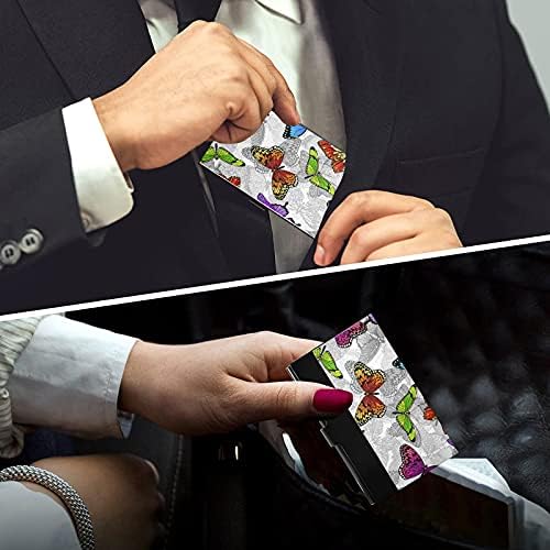 צבעוני פרפר עסקים כרטיס מחזיק עבור נשים גברים כרטיס ביקור מחזיק מקרה עם עור אישי כרטיס אשראי כרטיס מזהה כרטיס