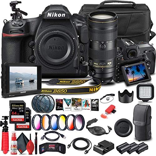 Nikon D850 DSLR מצלמה + Nikon 70-200 ממ עדשת VR + כרטיס זיכרון 64 ג'יגה