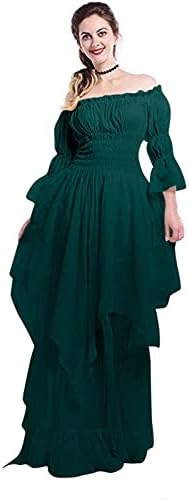 נשים גבוהה נמוך ויקטוריאני שמלת פאף שרוול כבוי כתף לפרוע מימי הביניים תלבושות לנשים רנסנס שמלה