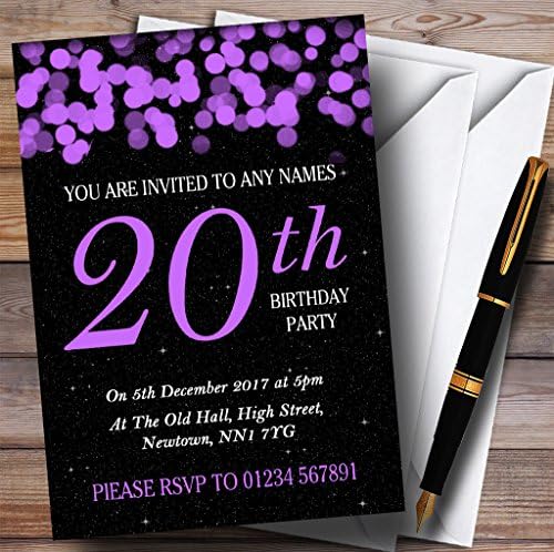 גן החיות בכרטיס סגול Bokeh & Stars הזמנות למסיבת יום הולדת 20 בהתאמה אישית
