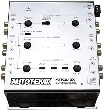 Autotek ATK2 3x מעבד קרוסאובר פעיל-8.5 וולט, דו כיווני ו -3 כיוונים, בקרת בס מרחוק כלול, קרוסאוברים מובנים, התאמת
