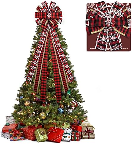 עץ חג המולד קשת קשת, חג המולד אדום קטיפות שלג קשתות שלג לקישוט חג המולד, 13X44 אינץ '