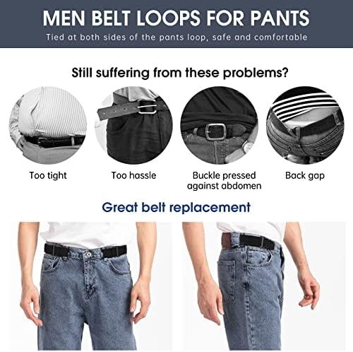 ג 'סגוד לא להראות אלסטי 2 לולאות חגורה לגברים, לא אבזם למתוח צד חגורת מכנסיים מותניים מותחן עבור ג' ינס
