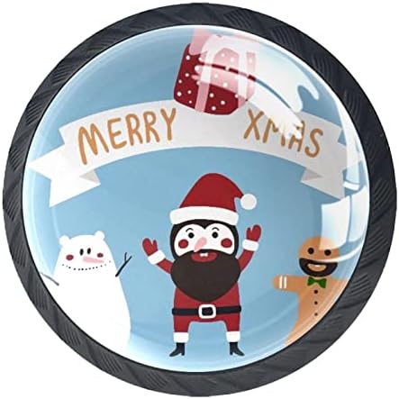 עגול מגירה מושך ידית שמח סנטה איש שלג זנגוויל הדפסה עם ברגים לבית שידת ארונות דלת מטבח משרד שולחן מגירת אמבטיה