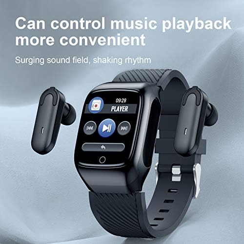 צמיד שעון חכם של CJC עם אוזניות Bluetooth, 2 ב 1 צמיד פעילות גשש כושר עם אוזניות צמיד מוסיקה של TWS שינה