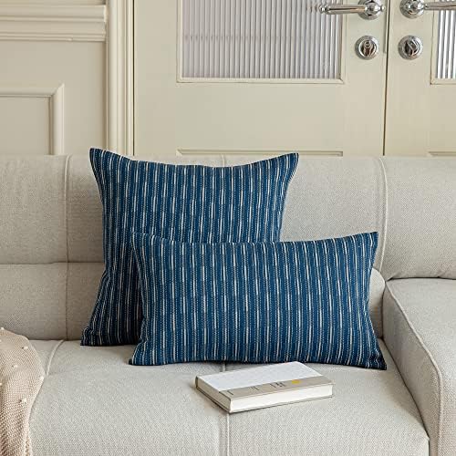 קווין טקסטיל חיל הים כחול כיסוי כריות כריות 24 x 24 כרית כרית פשתן חווה לספה לספה עיצוב בית חווה בחדר שינה למתנות