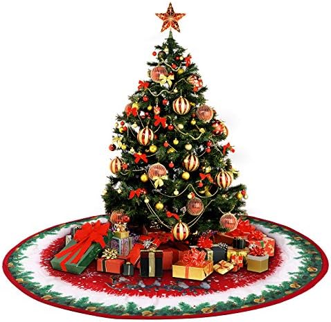 סיבוסון 36 אינץ 'איילים ומזחלת חצאית עץ חג המולד, קישוטי חג צבי אדום 36 קישוטי חג חג המולד, מחצלת עץ הפיכה
