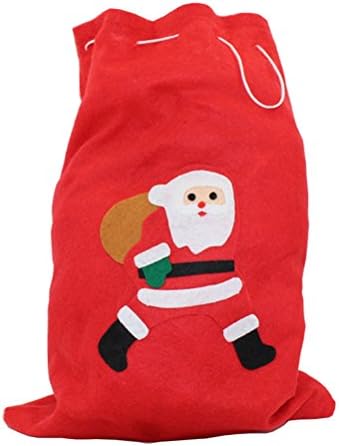 קישוטי חג המולד של AMOSFUN 40X62 סמ תלבושות חג מולד בד סנטה קלאוס שק מתנה עם שקיות ממתקים משיכת כבל מתייחס לתיק GOOODIE