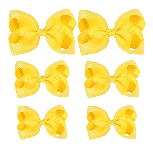צהוב שיער קשת עבור בנות ופעוט-6 יחידות צהוב קשתות קליפים 6 אינץ '6, 4 אינץ' 2, 3 אינץ ' 2