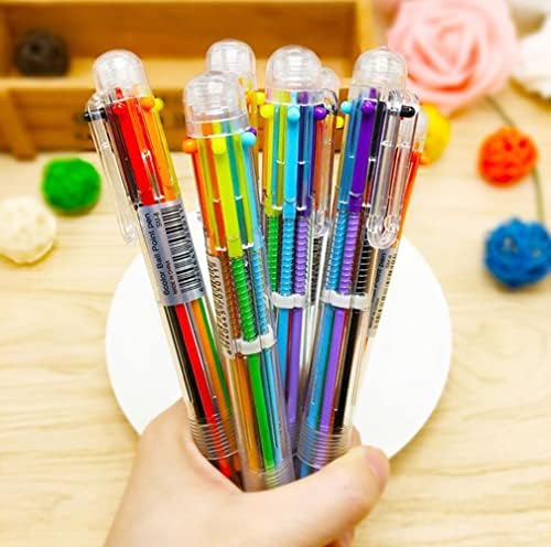 0.5 ממ 6-in-1 עטים כדוריים רב-צבעוניים, עטים כדוריים נשלפים לנשים ציוד לבית הספר למשרד, נוחות יומן עטים עטים למתנה