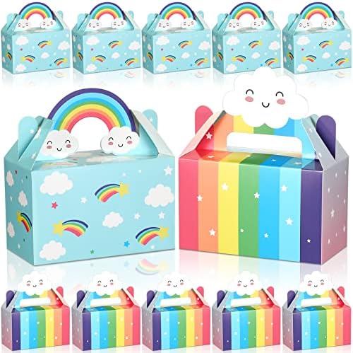 12 חבילות קופסאות לטובת מסיבות קופסאות פינוק עם ידיות קשת קופסאות מקלחת לתינוק קופסאות נייר ענן קופסאות גבי קופסאות