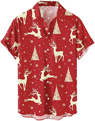 2023 Mens חג המולד סנטה 3D 3D כפתור הדפסה דיגיטלית דש דש שרוול קצר חולצה חולצה עליונה חולצת שרוול קצר