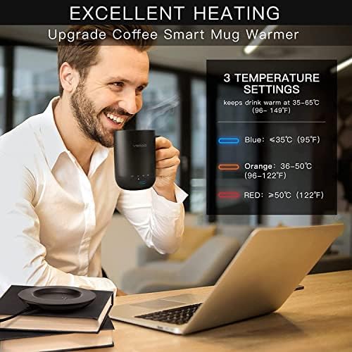 Vsitoo S3 Pro בקרת טמפרטורה ספל חכם, ספל קפה חם יותר למשרד ביתי בשולחן העבודה, כוס קפה מחוממת של אפליקציה, ספל קפה חימום עצמי
