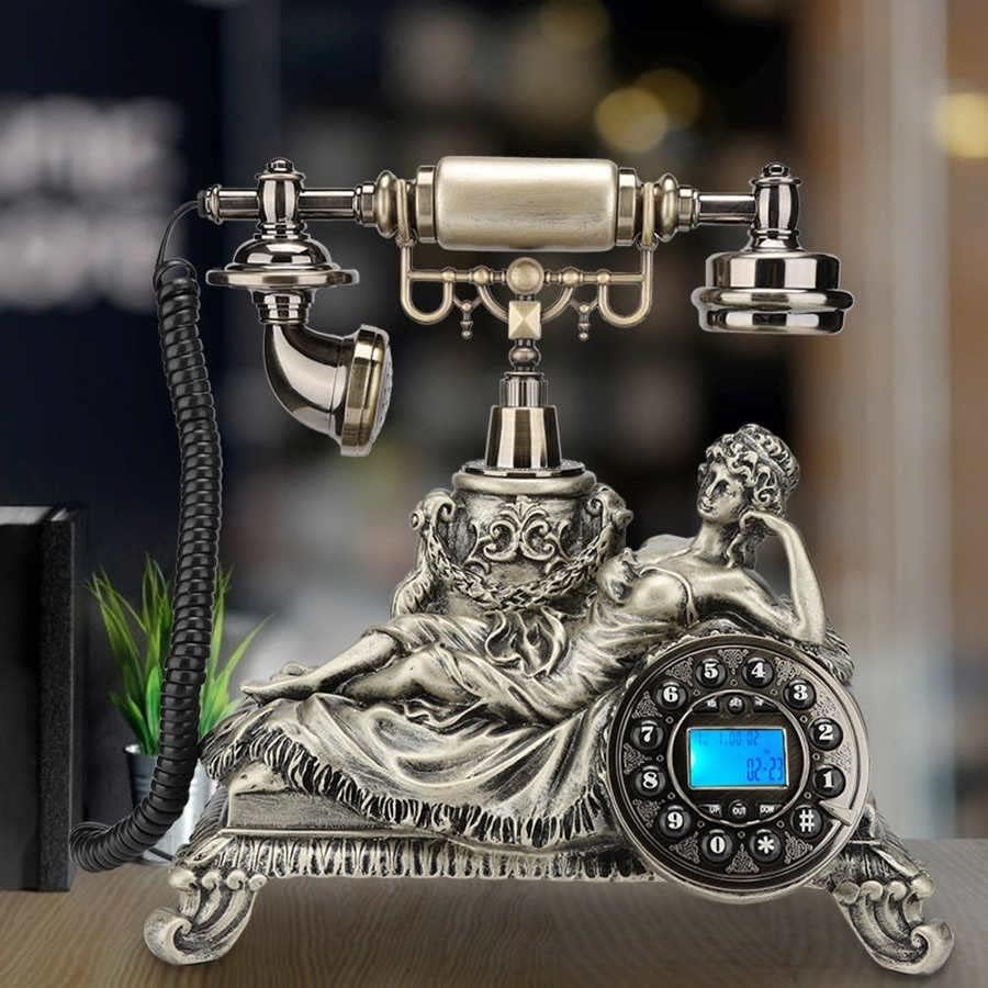 GRETD עתיק טלפוני חיוג עיצוב טלפון קווי רטרו עם רמקול טלפון מזהה ופונקציה מחודשת לבית