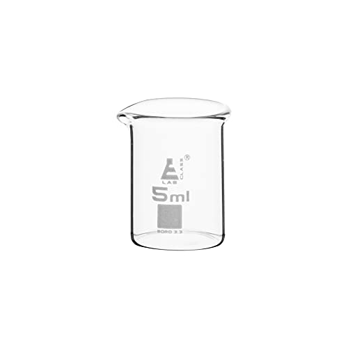 כוס, 5 מיליליטר - צורה נמוכה עם זרבובית-ללא תואר-בורוסיליקט 3.3 זכוכית-מעבדות אייסקו
