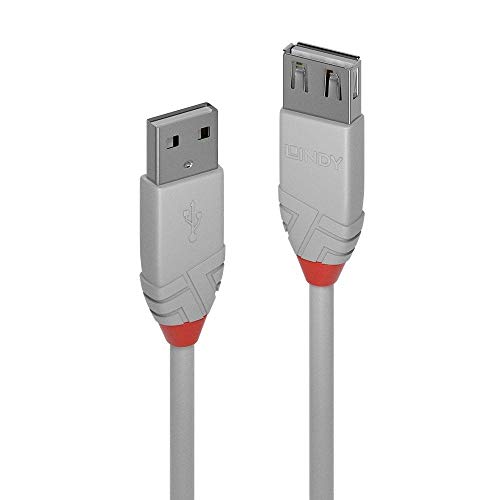Lindy USB 2.0 מסוג A Syrice A, antraline, אפור, 3M