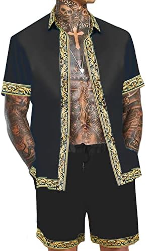 אוזון גברים של הוואי חולצה וקצר סט 2 חתיכה תלבושות יוקרה מודפס מזדמן כפתור למטה קצר שרוול סאטן חולצה חליפות