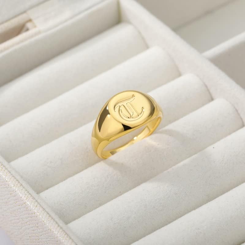 פשוט כיכר חותם טבעת לנשים זהב עם מלוטש אצבע טבעות פאנק טבעת תכשיטי תכשיטי - עמ-זהב-צבע-56841