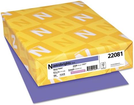 נינה 22081 אסטרוברייט נייר צבעוני, 24 פאונד, 8-1 / 2 איקס 11, ונוס ויולט, 500 גיליונות / רים