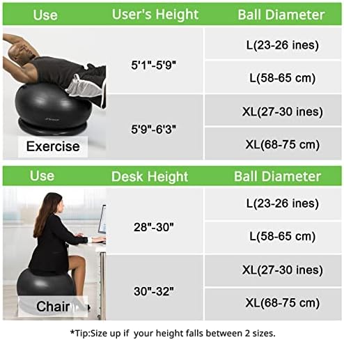 טריידר כדור כיסא יוגה כדור כיסא תרגיל כדור כיסא עם בסיס עבור בית משרד שולחן, יציבות כדור & איזון כדור מושב כדי להקל