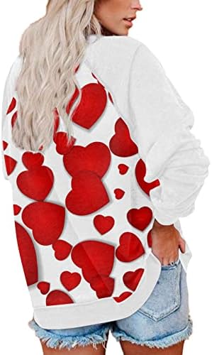 סווטשירטים של יום האהבה של Jjhaevdy לנשים אוהבים הדפסת מכתבים ללב סווטשירט גרפי גרפי שרוול ארוך חולצה חולצה חולצה