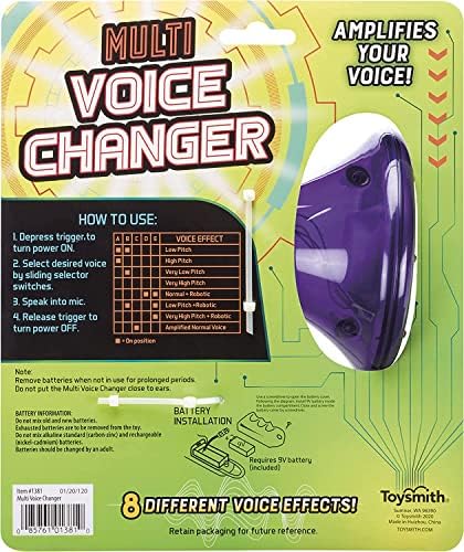 טויסמית ' ציוד טכני מחליף קול רב, מגביר קול עם 8 אפקטים קוליים שונים, עבור בנים ובנות בגילאי 5+, הצבעים משתנים