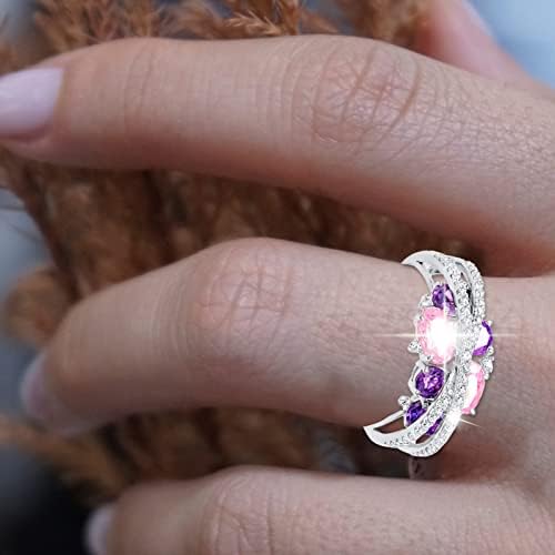 טבעת הבטחה ורדים x בצורת חלול תליון ורוד יהלום זירקון נשים טרנד אופנה מגמת יהלום מלא טבעת זירקון תכשיטים טבעות יהלום