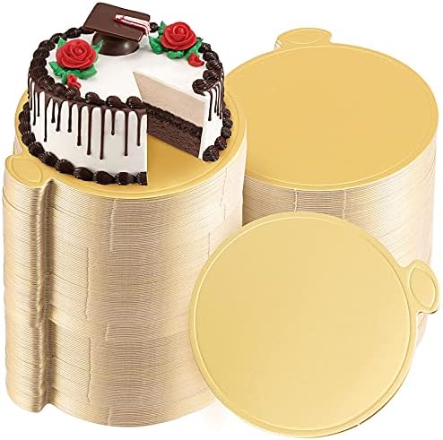 400 יחידות 3.54 אינץ מיני עוגת לוחות, עגול זהב קרטון עוגת בסיס, זהב מוס עוגת לוחות עם כרטיסיות עבור הקאפקייקס,