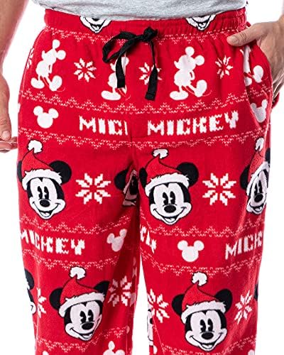 דיסני מיקי עכבר גברים של סנטה מיקי 3 חתיכה פיג ' מה שינה סט חולצה מכנסיים וגרביים