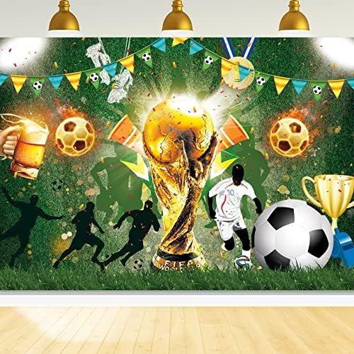 תפאורת כדורגל, רקע כדורגל 7x5ft רקע גביע העולם רקע כדורגל כדורגל כדורגל דשא ירוק צילום שדה באנר כדורגל למסיבת גביע העולם