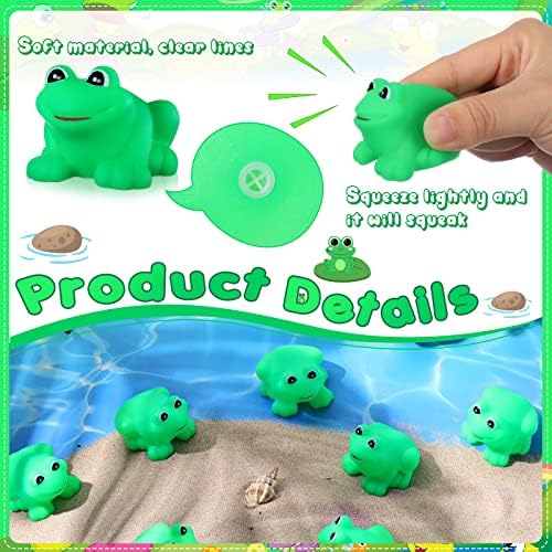 הונוסון 100 יחידות גומי צפרדע אמבט צעצוע בתפזורת מיני צפרדע צעצועי צפרדע צעצועי אמבטיה לצוף צעצועי חריקה לקיץ בריכת תינוק
