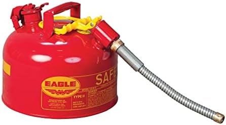 נשר 5 ליטר סוג II גז יכול לסולר עם זרבובית מתכת גמישה בגודל 12 x 7/8, מיוצר בארהב, פחית אחסון דליקה מפלדה מגולוונת,