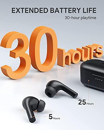 אוזניות אוזניות אלחוטיות של Wenke, TWS Bluetooth 5.1 אוזניות עם מארז טעינה אלחוטי, מיקרופון מבטל רעש, זמן משחק 30 שעות, עמידות