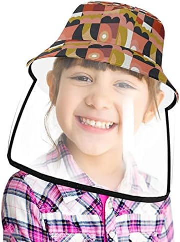 כובע מגן למבוגרים עם מגן פנים, כובע דייגים נגד שמש, דפוס גיאומטרי וינטג 'רטרו