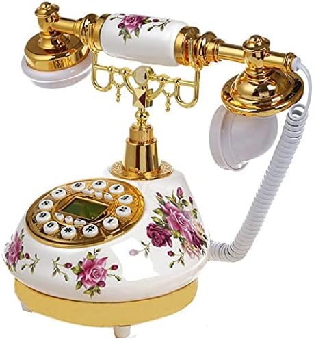 טלפון טלפון WODMB טלפון קווי עתיק עם זיהוי שיחה תאריך שעון התאמה טבעת ללא סוללה טלפון קלאסי לקישוט הבית של המשרד הביתי